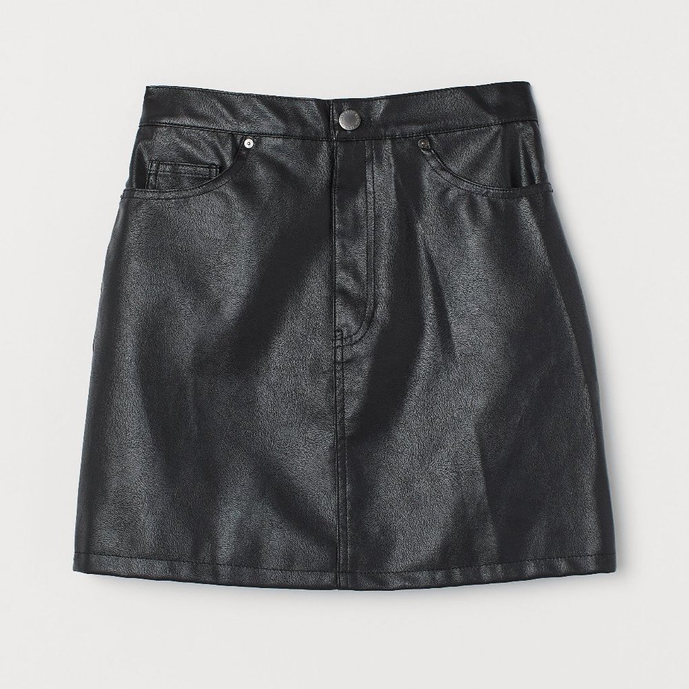 *NWT* H&M Faux Leather Black Skirt 0